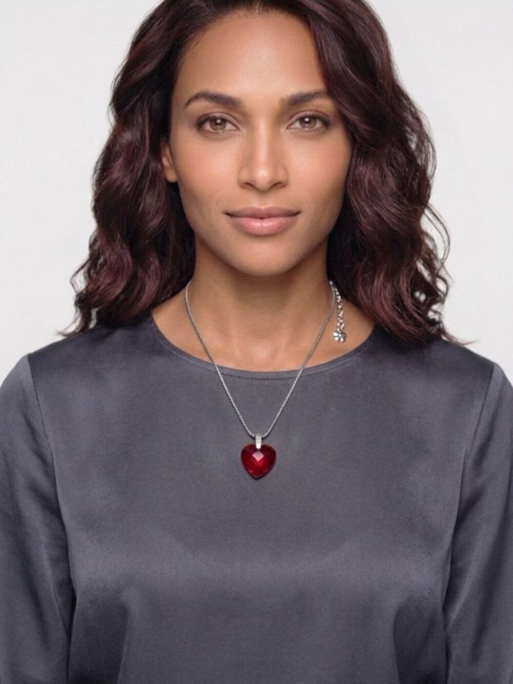 Brighton Red Crystal Heart Necklace Excellent Condition Beautiful Red